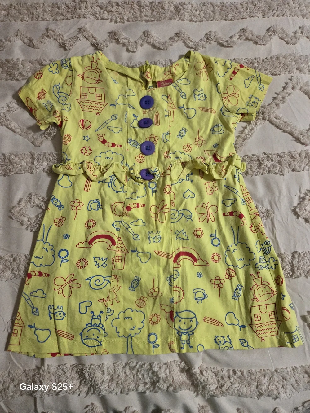Hooney Girls Yellow Doodle Dress